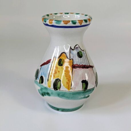 Wazonik włoski z motywem miasta - Rifa Vietri, (1) - Ceramika